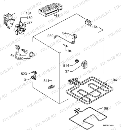 Взрыв-схема плиты (духовки) Zanussi ZOB653X - Схема узла Electrical equipment 268